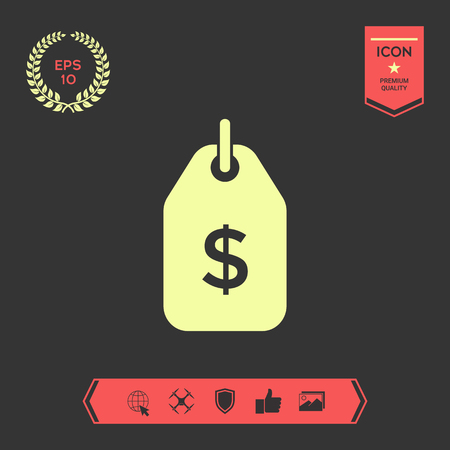 Tag with dollar symbol. Price tag icon for download . Signs and symbols - graphic elements for your designの写真素材