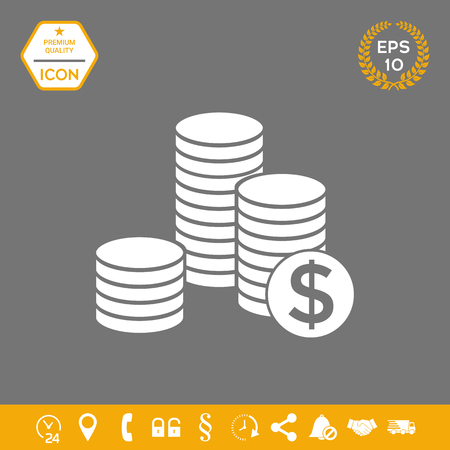 Stack of coins with dollar symbol . Signs and symbols - graphic elements for your designのイラスト素材