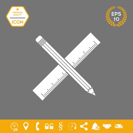 Pencil and ruler symbol . Signs and symbols - graphic elements for your designの写真素材