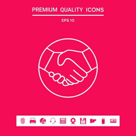 Symbol of handshake in circle. Line Iconの写真素材