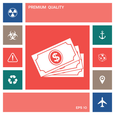 Money banknotes stack with dollar symbol, iconのイラスト素材