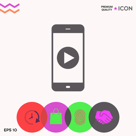 Business Phone with  play button  iconのイラスト素材