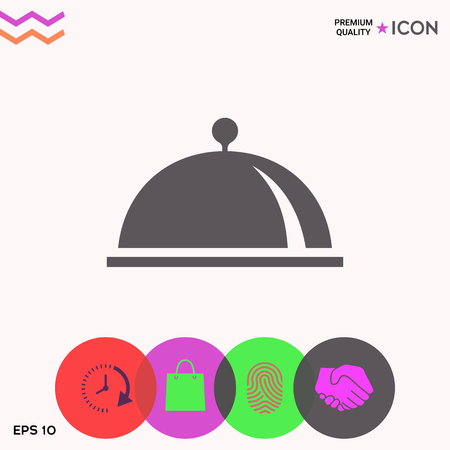 Restaurant Steel Serving Tray. Cloche symbolの写真素材