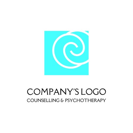 Logo - two spirals are located asymmetrically in a square - a symbol of interaction, new ideas, development.のイラスト素材