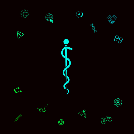 Rod of Asclepius Snake Coiled Up Silhouette . Graphic elements for your designtのイラスト素材