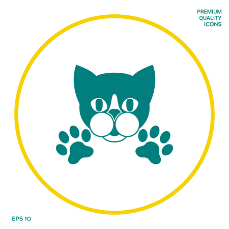 Cut Cat with paws - logo, symbol, protect signの写真素材