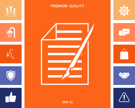 Sheet of paper and pen icon . Signs and symbols for your designtのイラスト素材