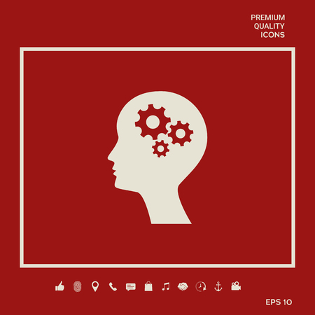 Man silhouette with gears iconのイラスト素材