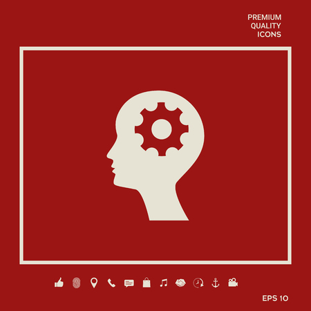 Man silhouette with gear iconのイラスト素材