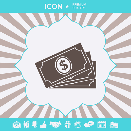 Money banknotes stack with dollar symbol, iconのイラスト素材
