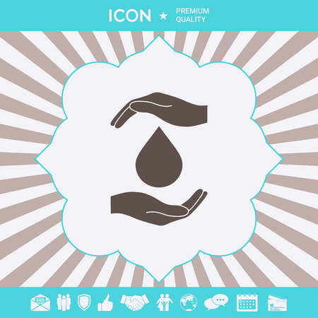 Hands holding drop - protection iconのイラスト素材