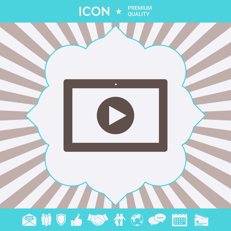 Computer tablet with play button icon. Element for your designのイラスト素材