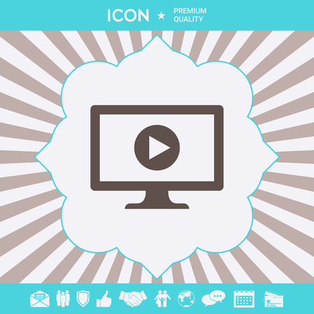 Computer with play button icon. Element for your designのイラスト素材