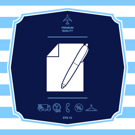 Sheet of paper and pen symbol iconのイラスト素材