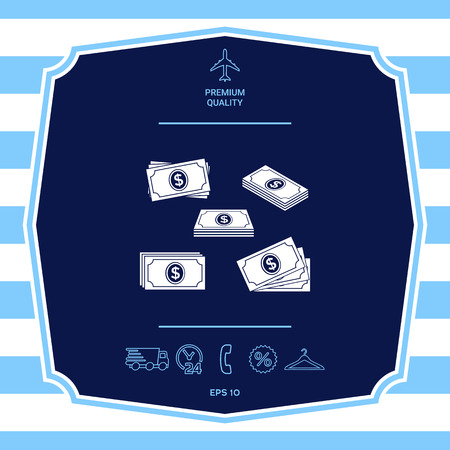 Set of Money banknotes stack iconのイラスト素材