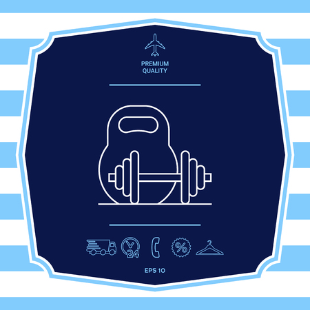 Kettlebell and barbell line iconのイラスト素材