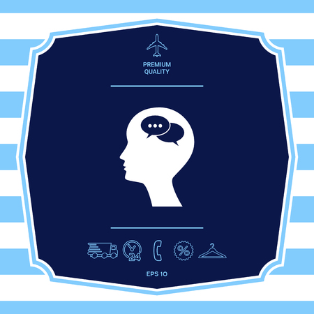 Man silhouette with symbol of Chatのイラスト素材