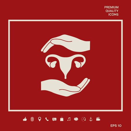 Hands holding Female uterus - protection symbolのイラスト素材