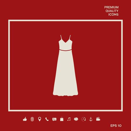 Long Dress, Evening dress or sundress with belt , the silhouette.のイラスト素材