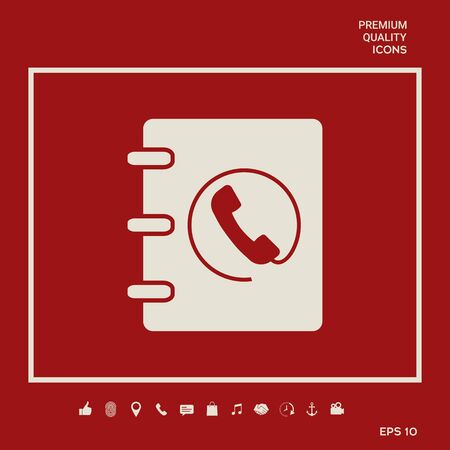 Notebook, address, phone book icon with handset symbolのイラスト素材
