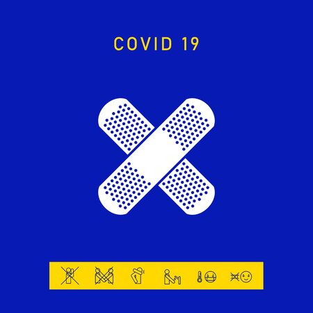 Cross adhesive bandage, medical plaster icon. Element for your designのイラスト素材