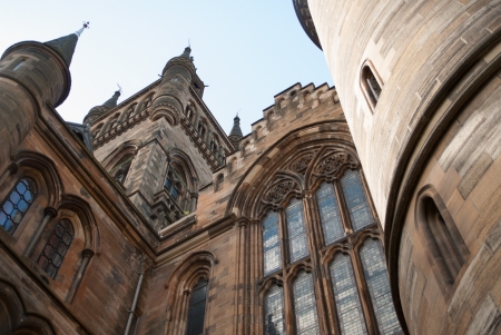 Glasgow University's towers built in the 1870s in the Gothic revival style.のeditorial素材