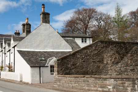 White harled buildings in a Scottish villageのeditorial素材