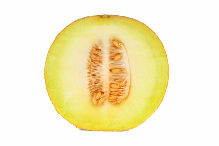 Half melon over white backgroundの写真素材