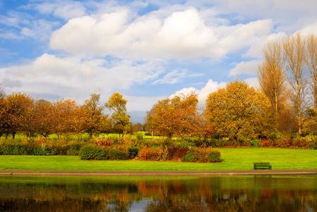 Pond in Alexandra Park in Glasgow, Scotlandの写真素材