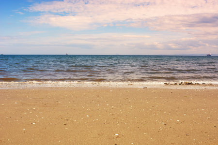 Empty sandy beach in Kirkcaldy, Scotland