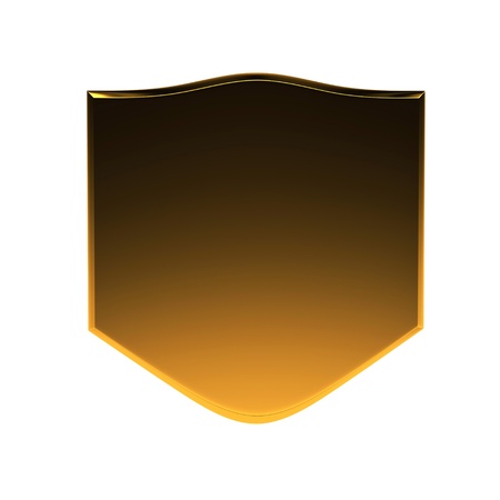 3d golden with black shield isolated on whiteの写真素材
