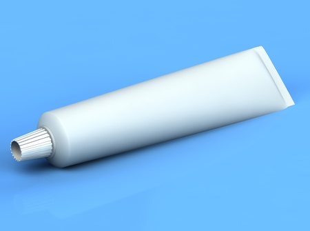 3d rendered toothpase on the blue backgroundの写真素材