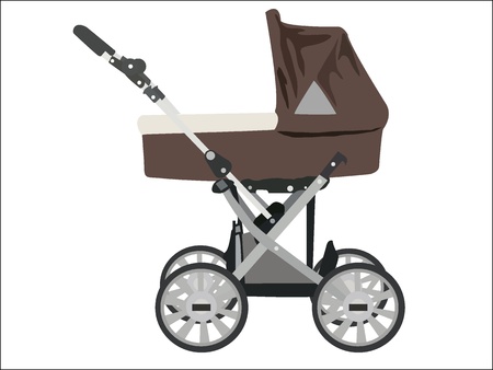 Zoomed baby stroller vector image on white backgroundのイラスト素材