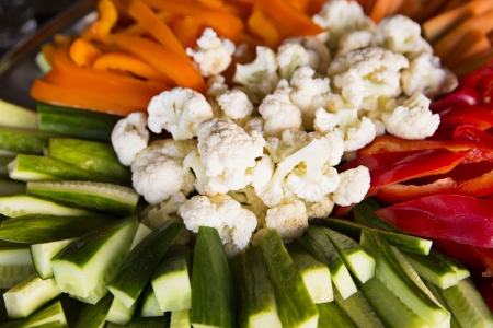 Different kind of vegetables lay on dish togetherの写真素材