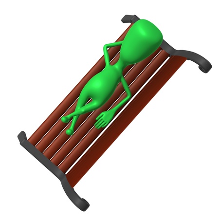 Over view puppet lay on bech and dreamingの写真素材