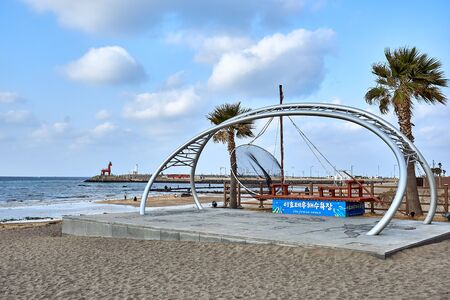 A view of the ????????(Iho Tewoo Beach) in Jeju Island, South Korea.の写真素材