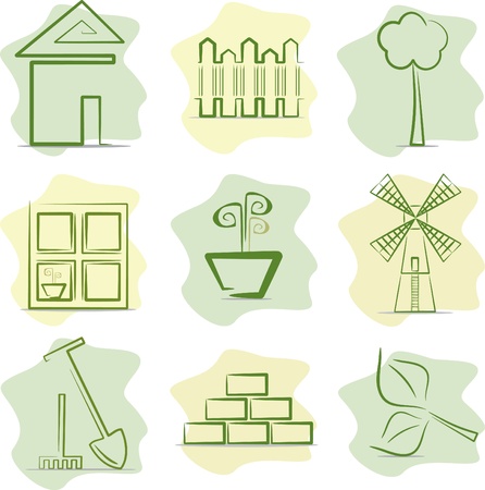 Contryside life and gardening (icons).のイラスト素材
