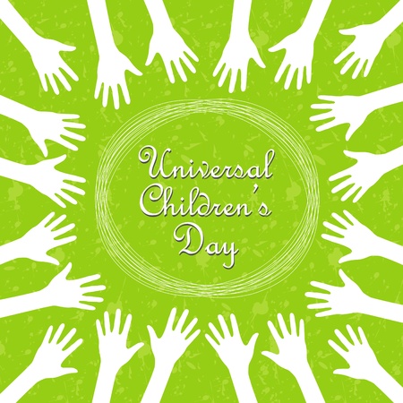 Hands around the text, universal children's dayのイラスト素材