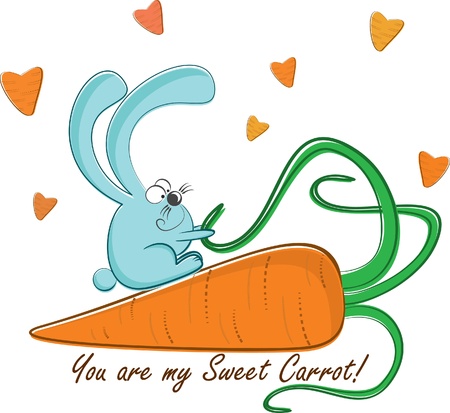 Rabbit and his sweet carrotのイラスト素材