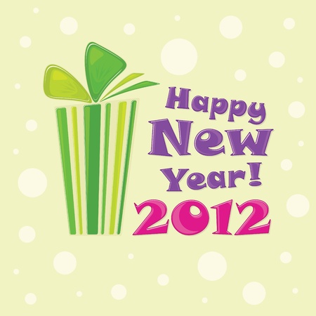 Green gift, postcard Happy New Year 2012のイラスト素材