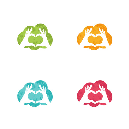 Shape of hearts from fingersのイラスト素材