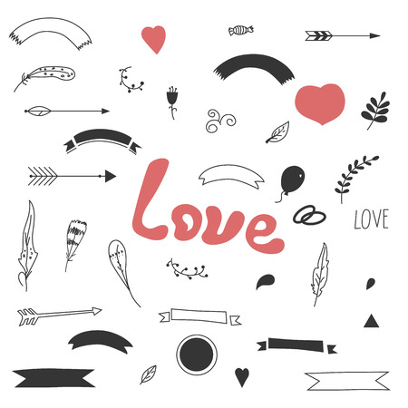 Design elements love a manual graphics on a white background.のイラスト素材