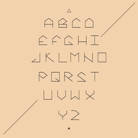Modern sans serif lineales geometric font. Monospaced font.のイラスト素材