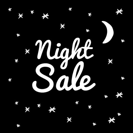 Illustration night sale on a black background.のイラスト素材