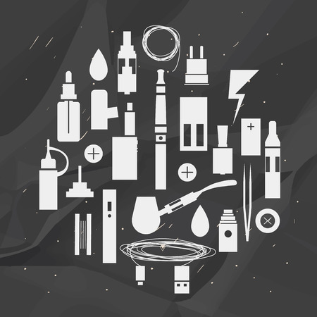Icons vape composition on paper background.のイラスト素材