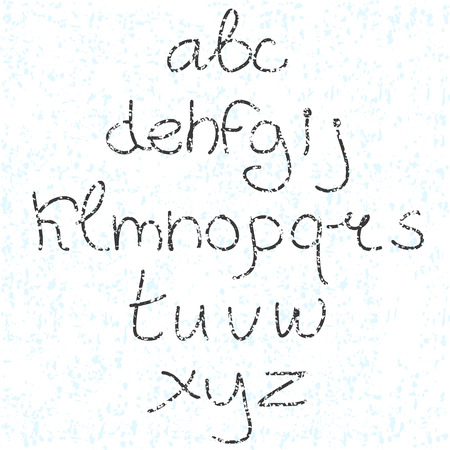 Cute hand drawn letter. Doodle type. Slim. Sans serif. Display faces. Uppercase and lowercase letters. Textured.のイラスト素材