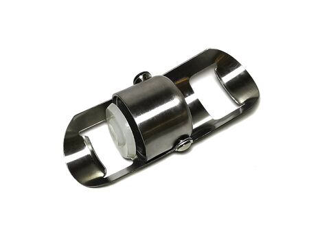 Metal stopper for a bottle of champagne. Isolated on a white background.の写真素材