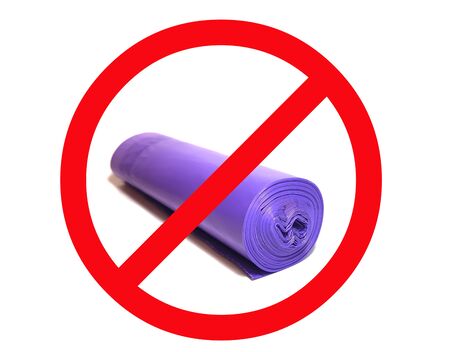 Say no to plastic trash bags. Green consumption concept. Refusal of plastic in everyday life. Selective focus.の写真素材