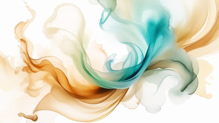 Abstract background with watercolor stains in pastel beige and blue tones. Beautiful screensaver, background for design.の素材
