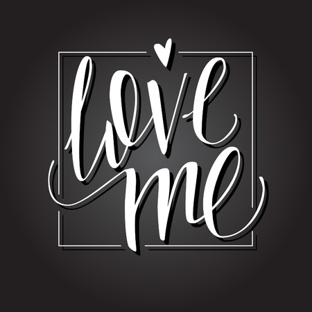 Love me. Vector handwritten lettering. Design illustration.のイラスト素材